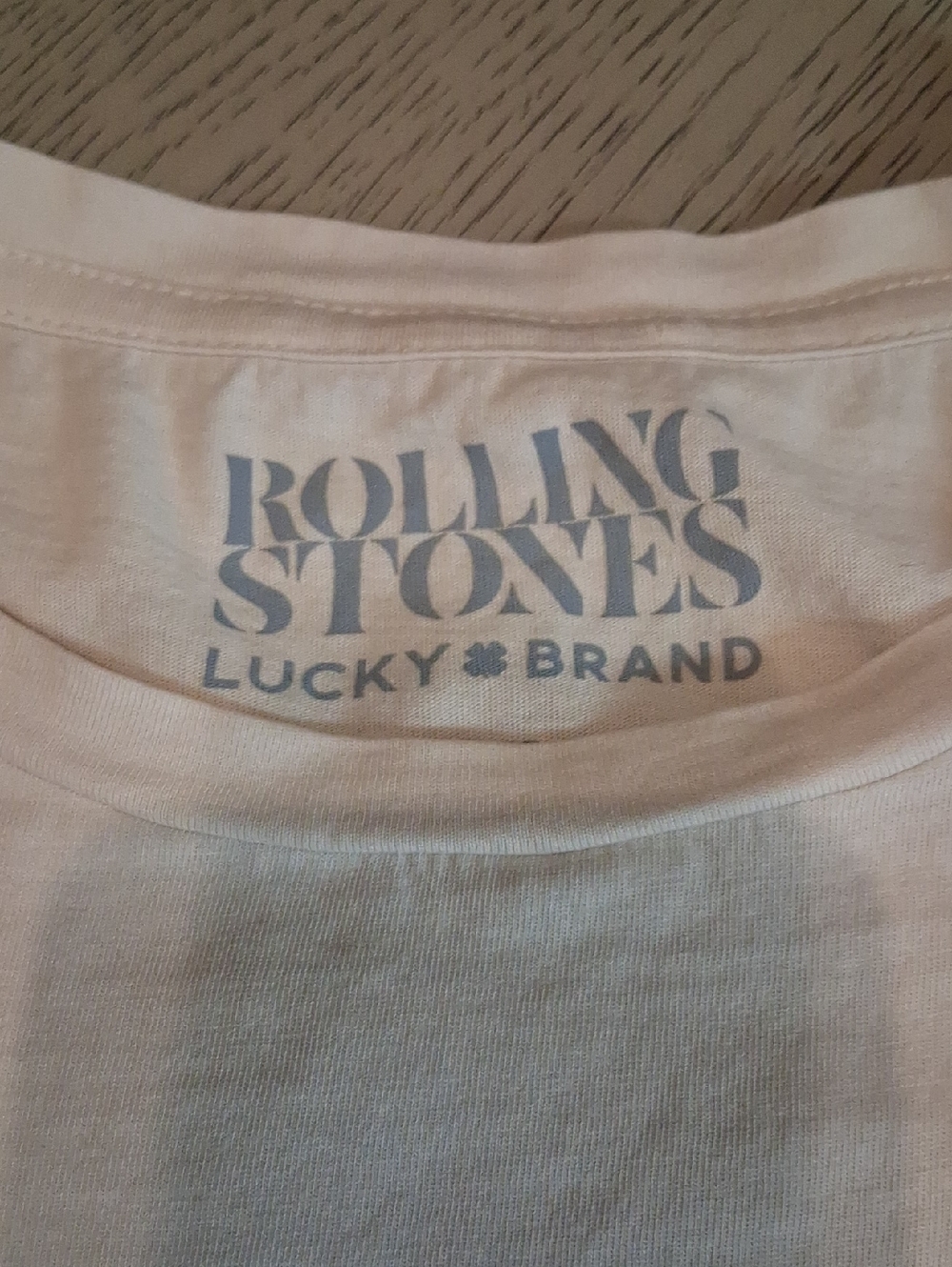Lucky Brand White Tee with Black Lettering and Red Tongue Graphic - Picture 3 of 6